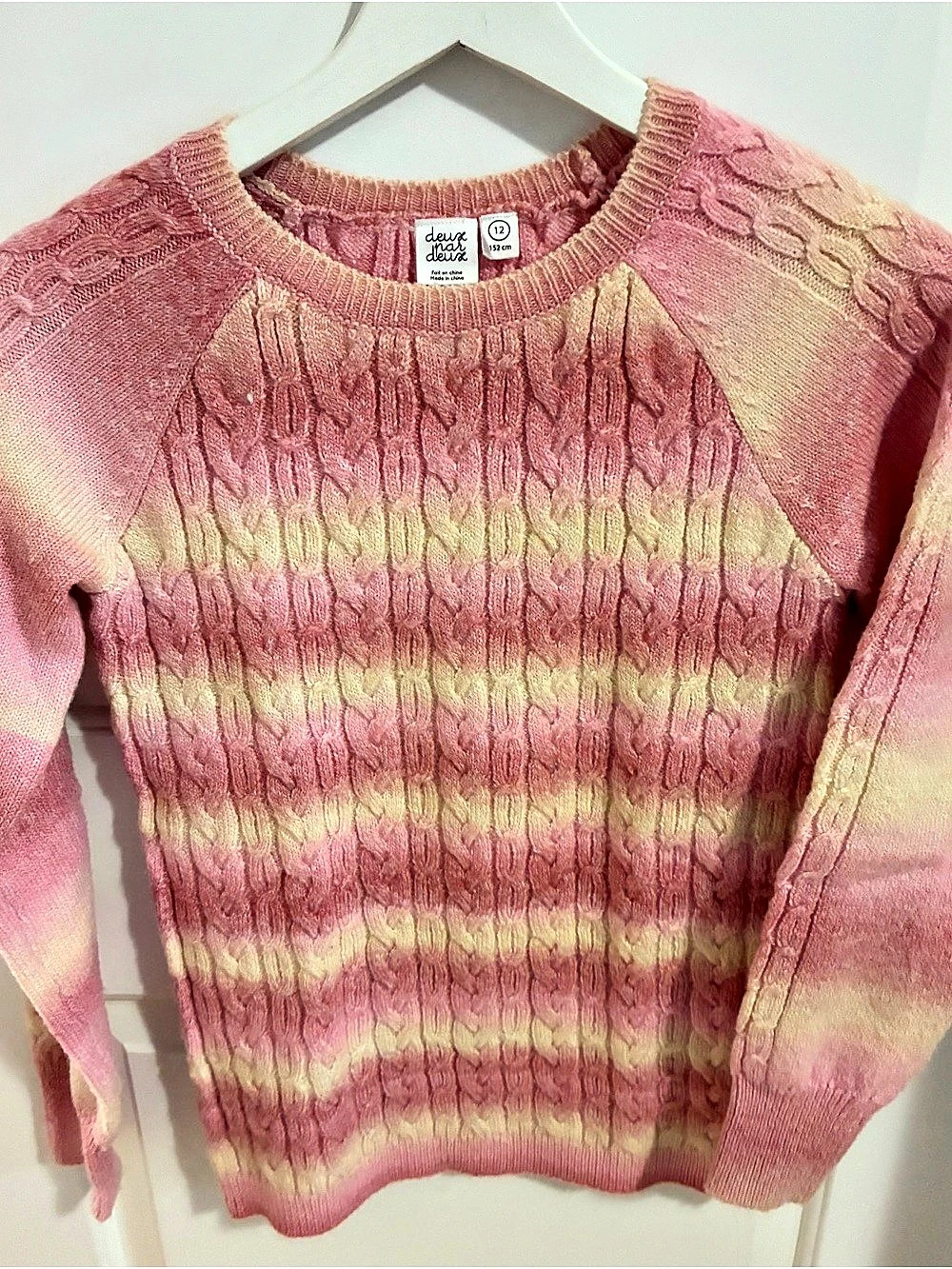 Deux par Deux Color Block Cable Knit Sweater Size 12